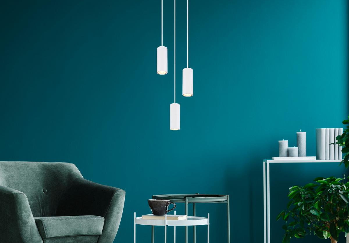 Hängeleuchte 57918-3hw James - Weiß, Design, Metall (21/120cm) - Globo