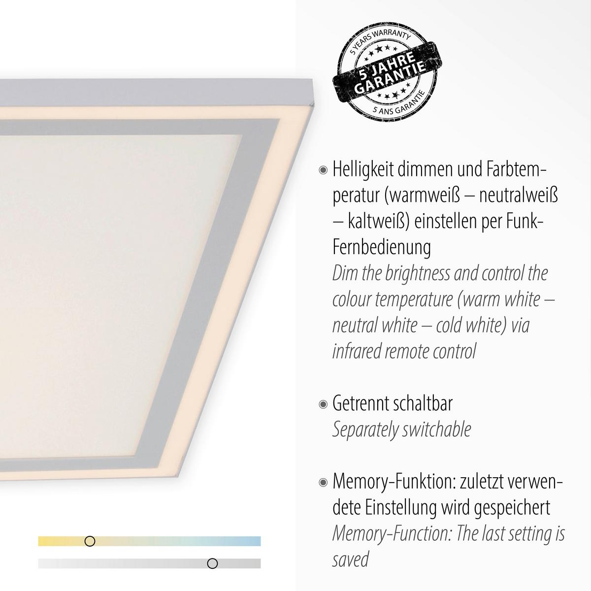 LED-Deckenleuchte Edging L: 67,7 cm dimmbar mit Schalter - Weiß, Design, Kunststoff/Metall (67,7/67,7/5,8cm)