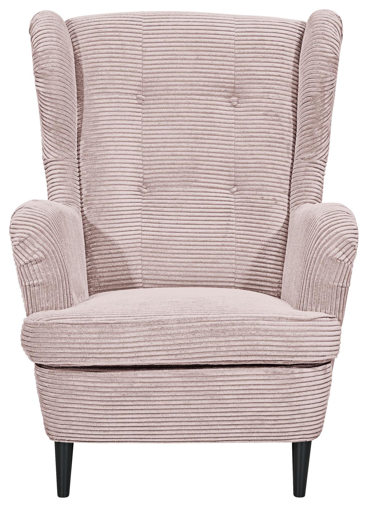 Ohrensessel Oskar Rosa B: 78 cm - Schwarz/Rosa, Basics, Textil (78/102/98cm) - MID.YOU