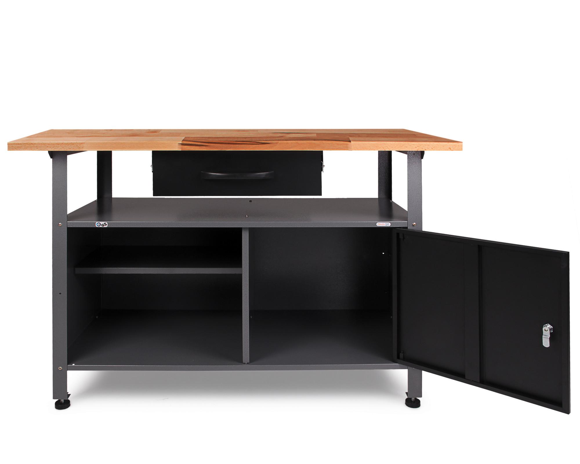 Werkbank-Set Klaus Anthrazit/Grau B: 240 cm - Anthrazit/Grau, Basics, Holz/Metall (240/205/60cm)