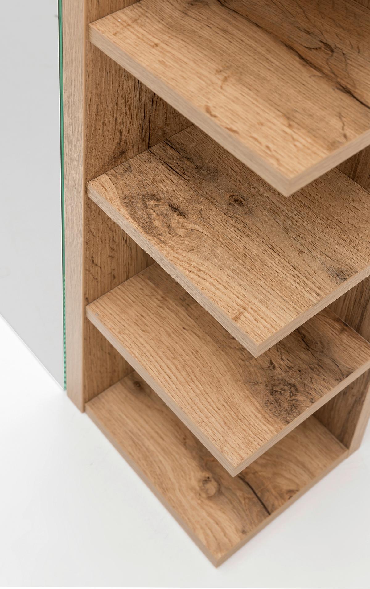 Spiegelschrank Esther mit Led 1 Türe Eiche Dekor - Eichefarben, MODERN, Glas/Holzwerkstoff (51,3/75/16cm) - MID.YOU