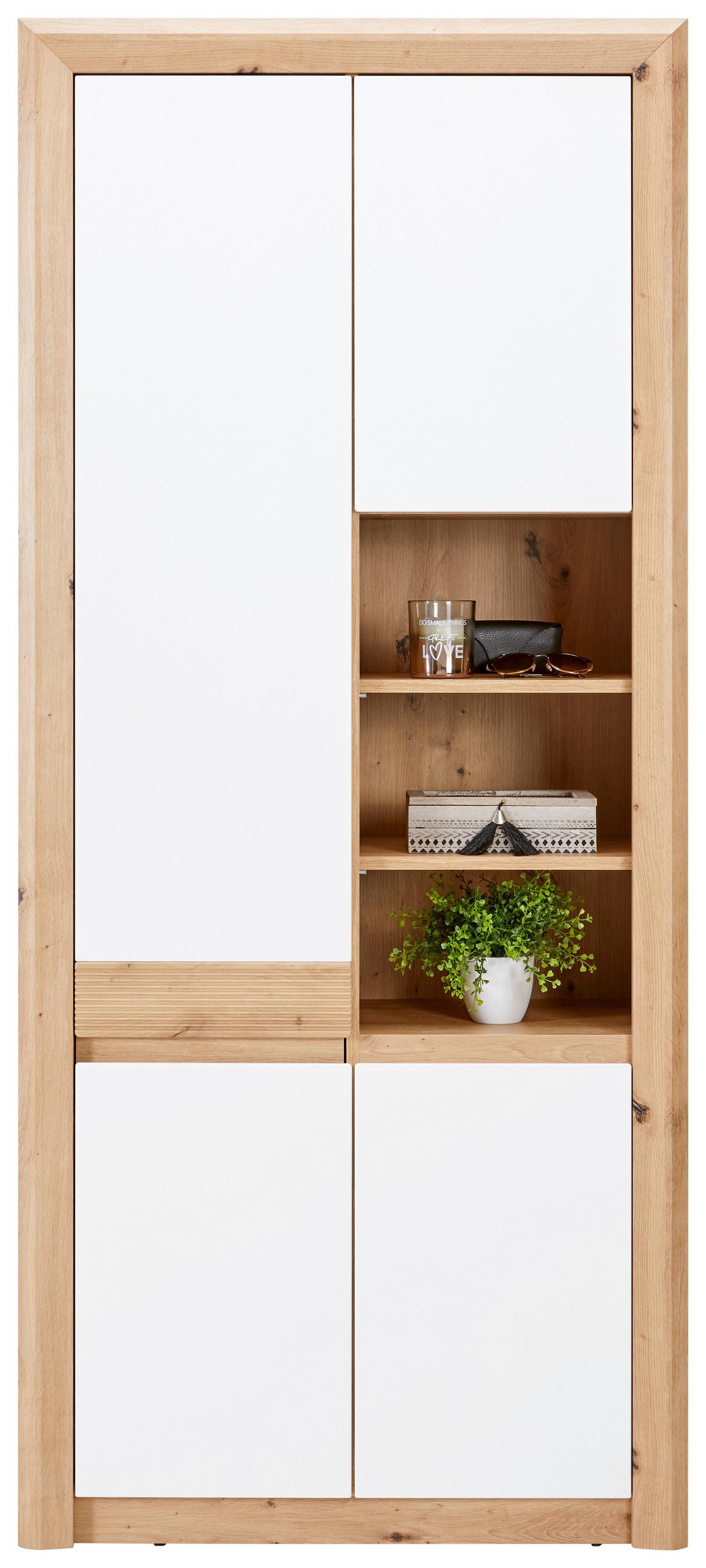 Garderoben-set Kashmir New Weiß/eiche Dekor 5-Tlg. - Eichefarben/Weiß, MODERN, Holzwerkstoff (252/192/41cm) - James Wood