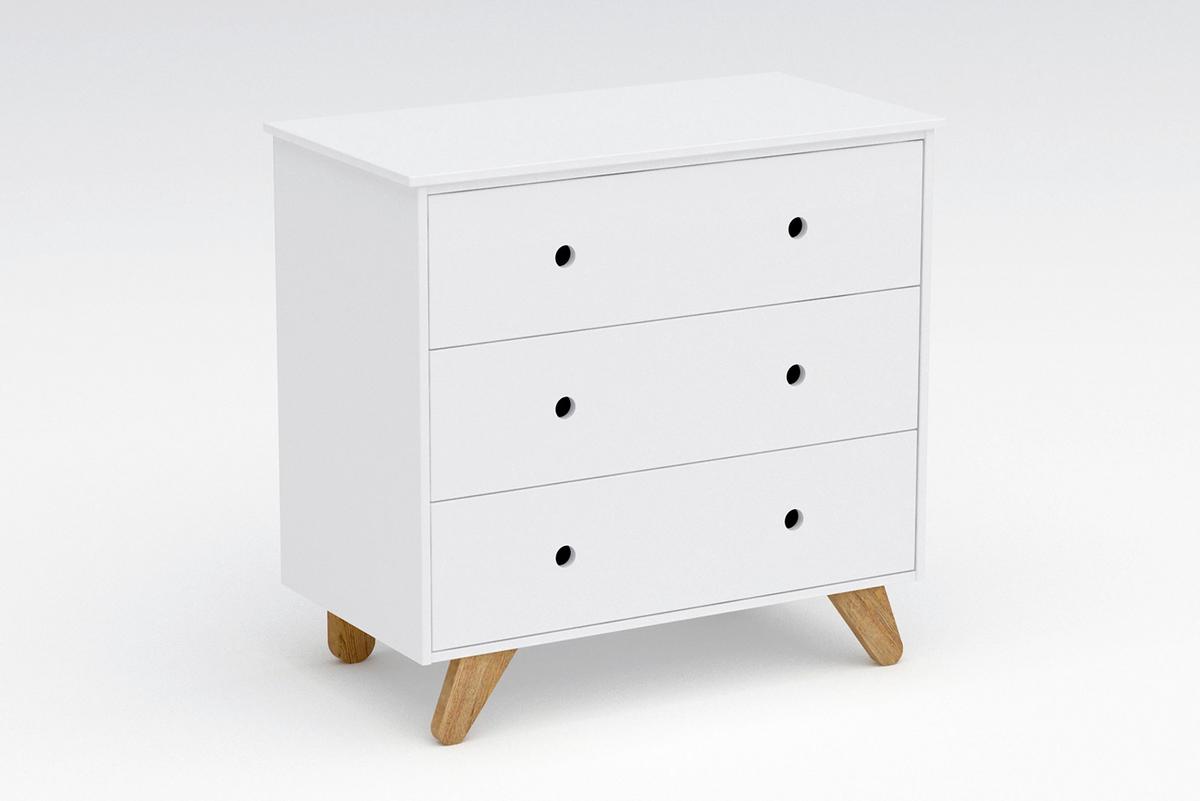KOMMODE Weiß B: 95cm - Naturfarben/Weiß, Design, Holzwerkstoff (95/90/50cm) - Livetastic