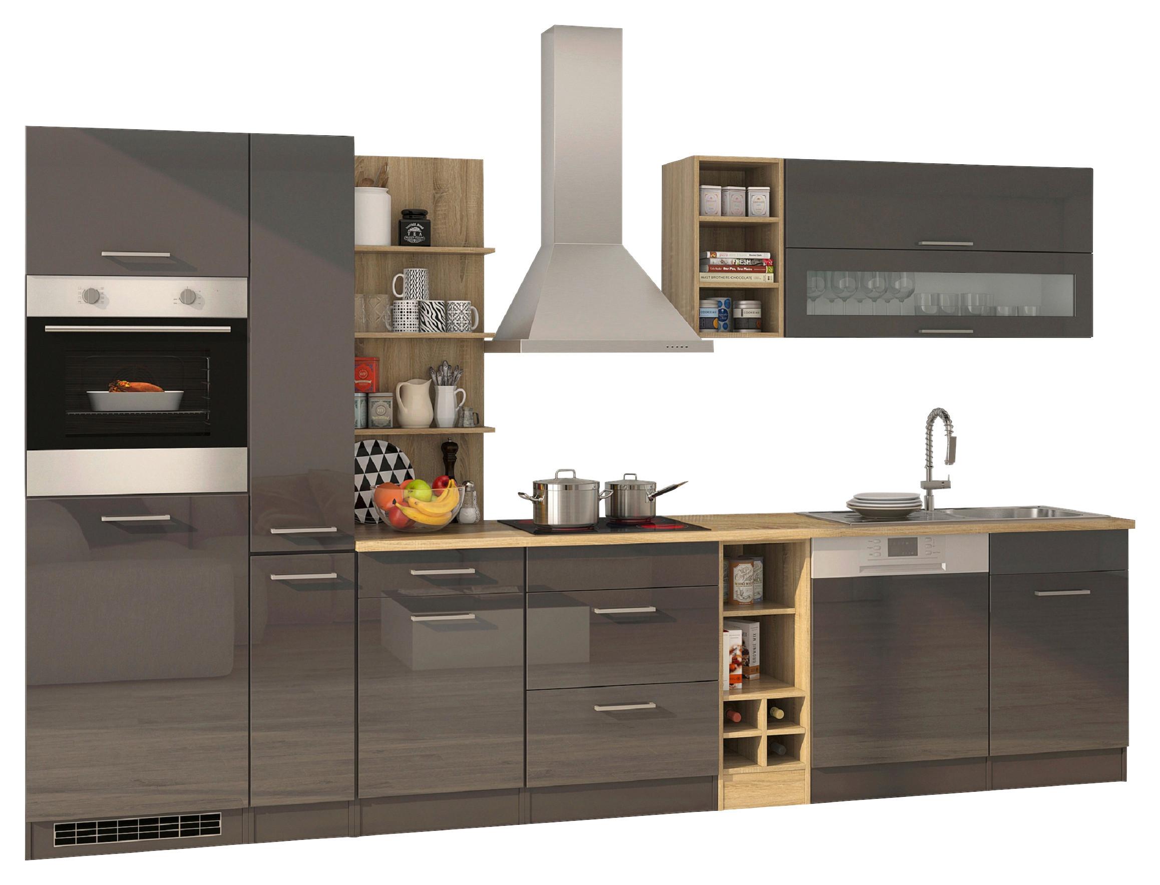 Küchenleerblock Mailand Graphitfarben B: 340cm - Graphitfarben/Sonoma Eiche, MODERN, Holzwerkstoff (340cm) - Held