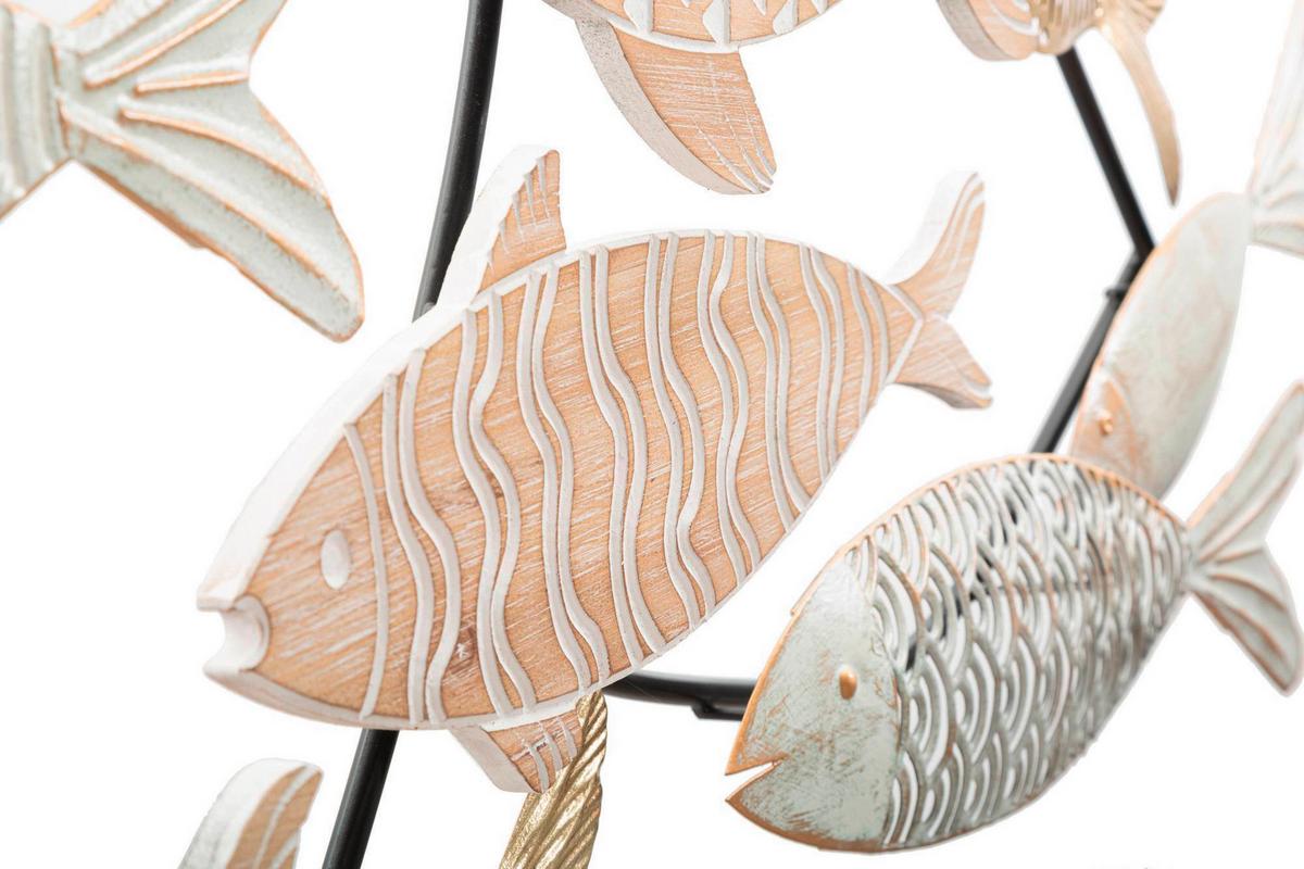 Wanddeko Fishy Naturfarben/Grau/Weiß B: 118cm - Naturfarben/Weiß, Basics, Holzwerkstoff/Metall (118/46.4/5.7cm)