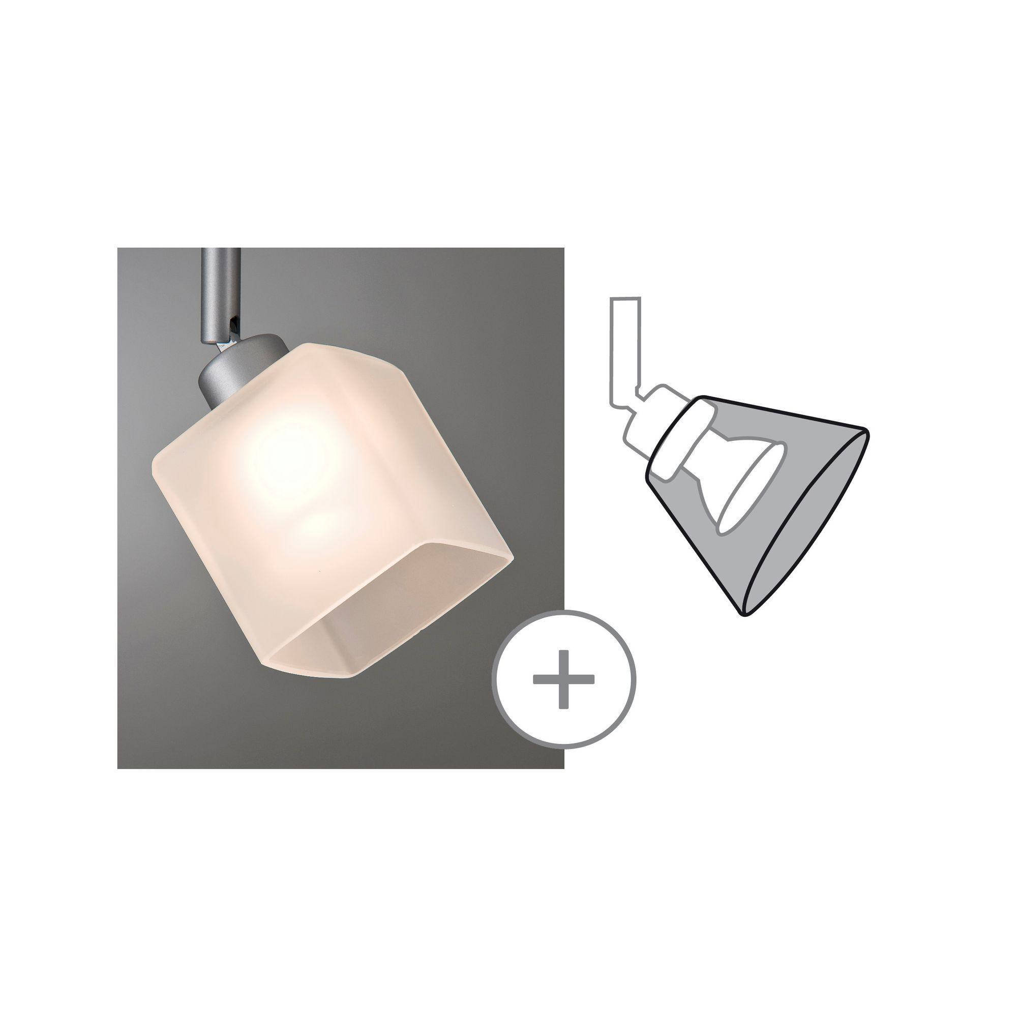 Schienensystem Urail Leuchtenschirm 60015 Eckig - Weiß, Design, Glas (7,5/7,5/8cm) - Paulmann