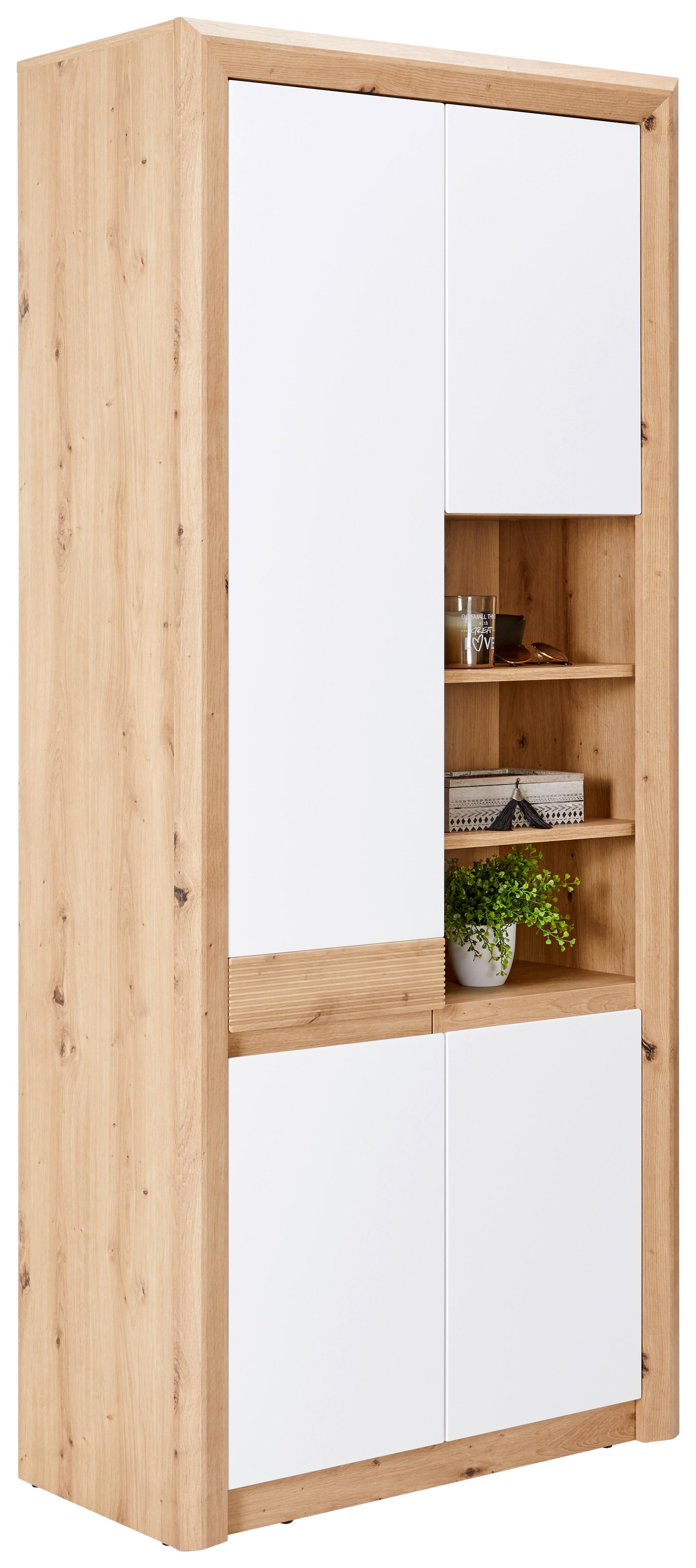 Schuhschrank Kashmir New Weiß/ Eiche Dekor 3-Türig B: 84 cm