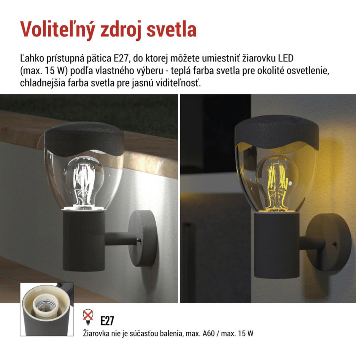 VONKAJŠIE LED SVIETIDLO ARTEO - antracitová, Modern, kov/plast
