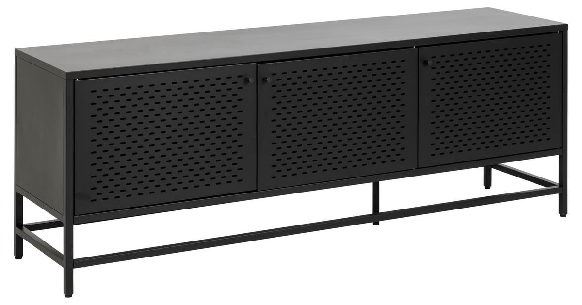 Sideboard Newcastle  B: 160 cm Schwarz 3-Türig - Schwarz, KONVENTIONELL, Metall (160/60/40cm) - MID.YOU