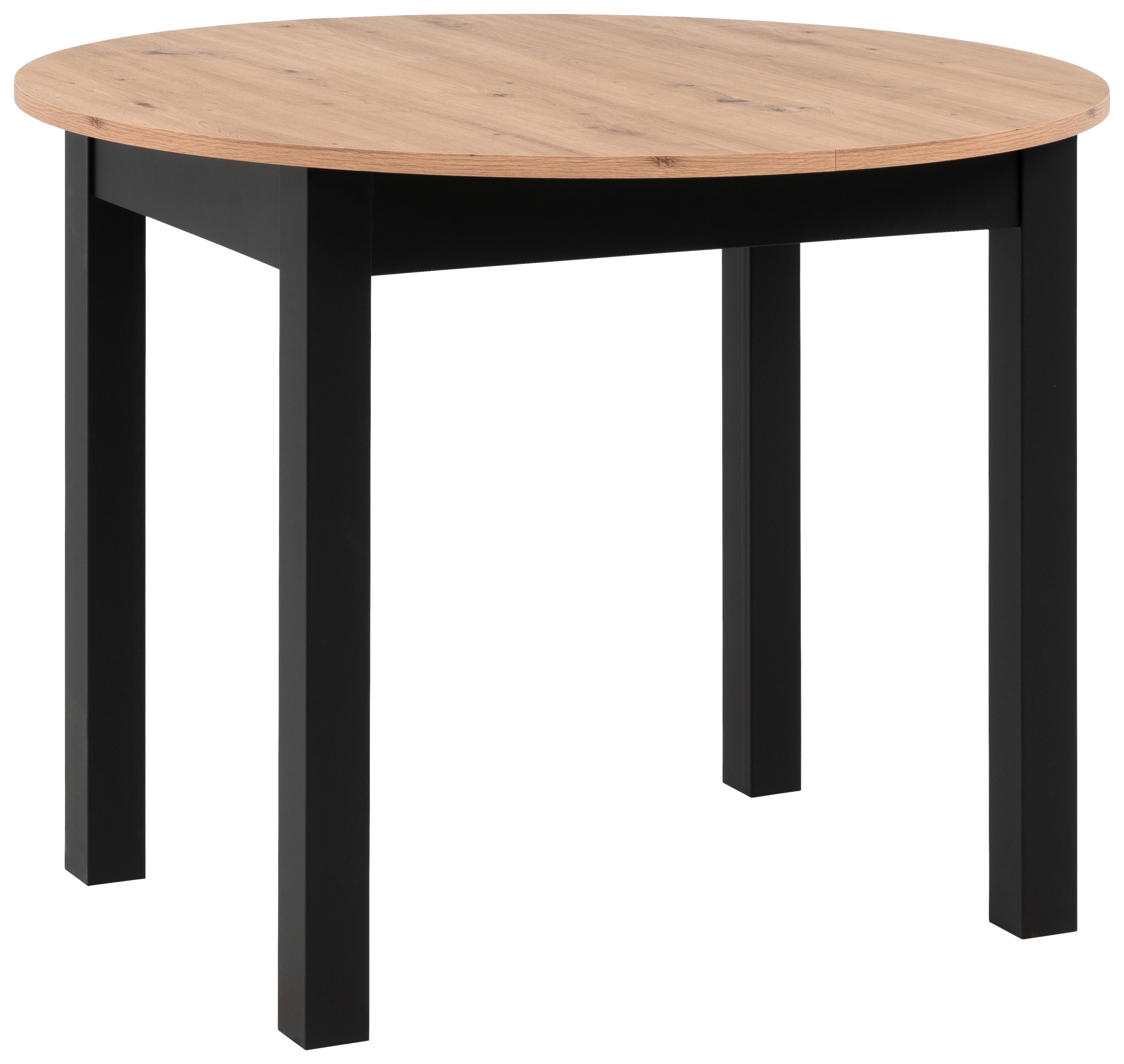 Esstisch Coburg 100 - Schwarz/Eiche Artisan, Basics, Holzwerkstoff (100/75cm) - MID.YOU