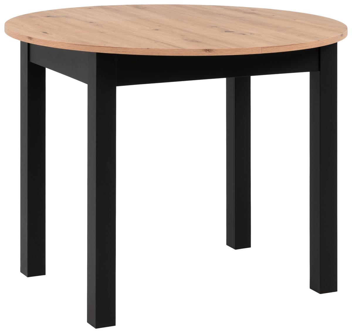 Esstisch Coburg 100 - Schwarz/Eiche Artisan, Basics, Holzwerkstoff (100/75cm) - MID.YOU