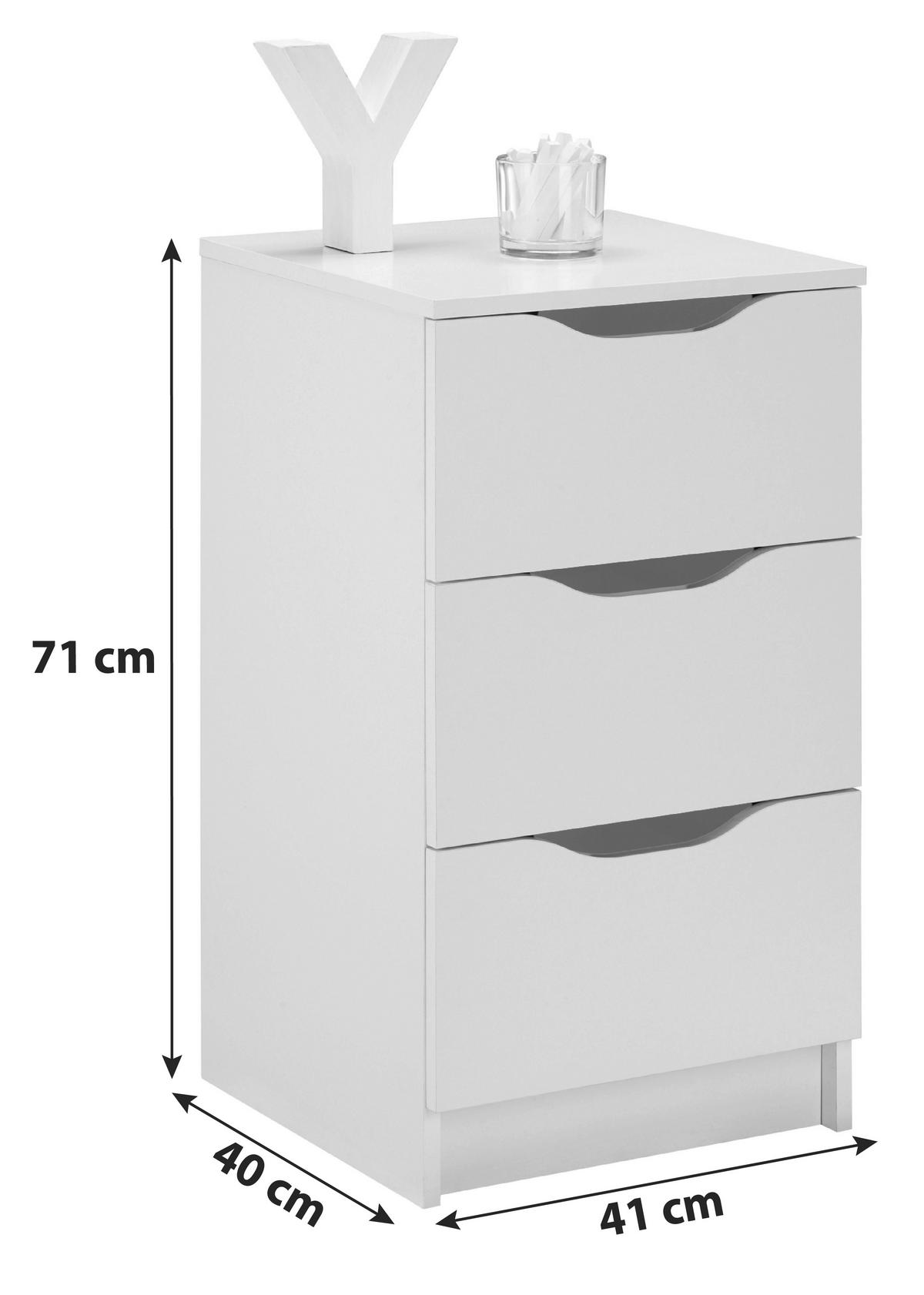 Noční stolek WEST 3 - bílá, Moderní (41/71/40cm) - MID.YOU