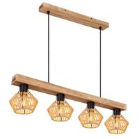 Hängeleuchte 54043-4h - Dunkelbraun/Schwarz, Natur, Naturmaterialien/Metall (80/16/120cm) - Globo