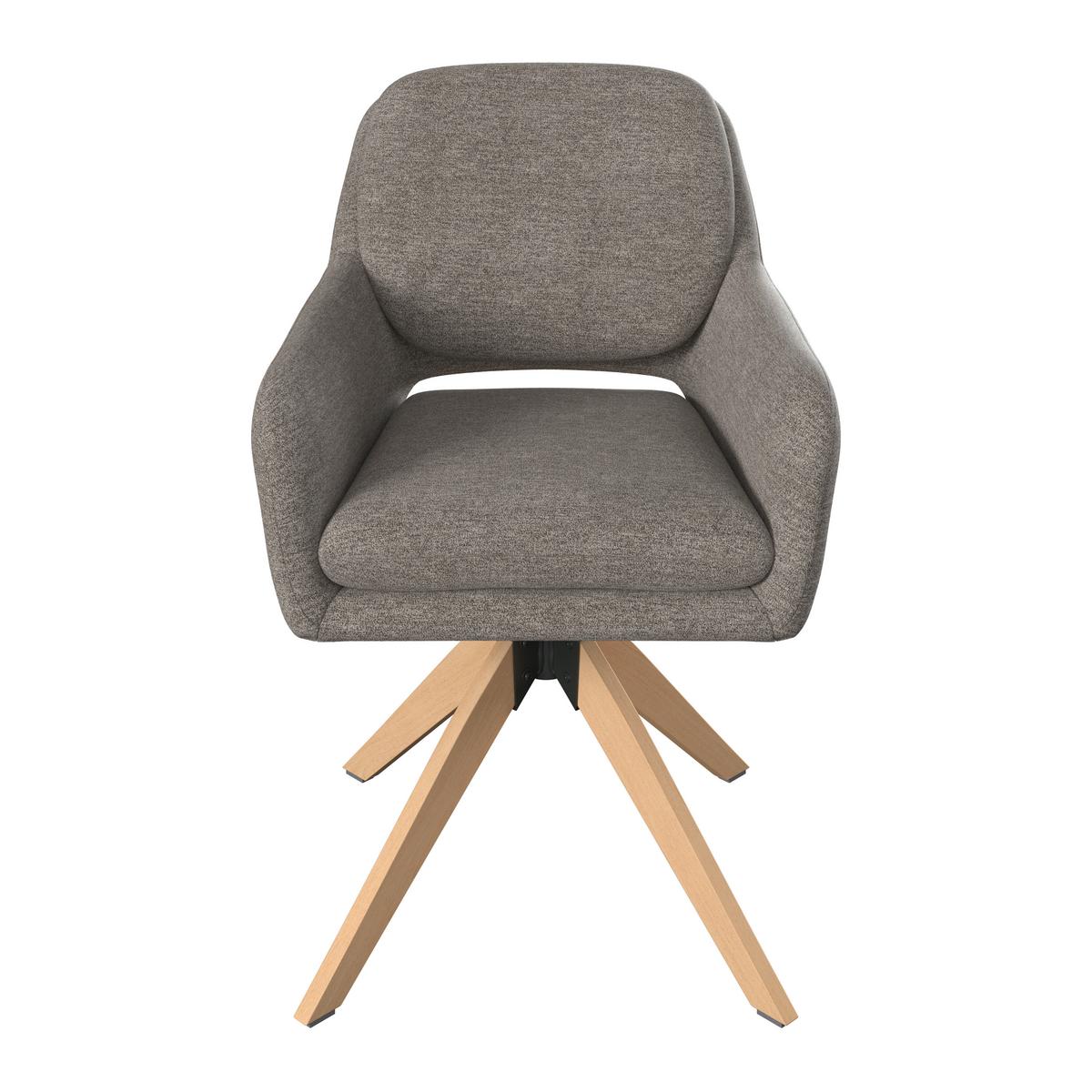 Židle s područkami Adrien, hnědá - přírodní barvy/hnědá, Moderní, kov/dřevo (64/59/92cm) - Bessagi Home