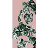 Vliestapete Monstera Rosé Panel - Rosa/Grün, Basics (100/250cm) - Komar
