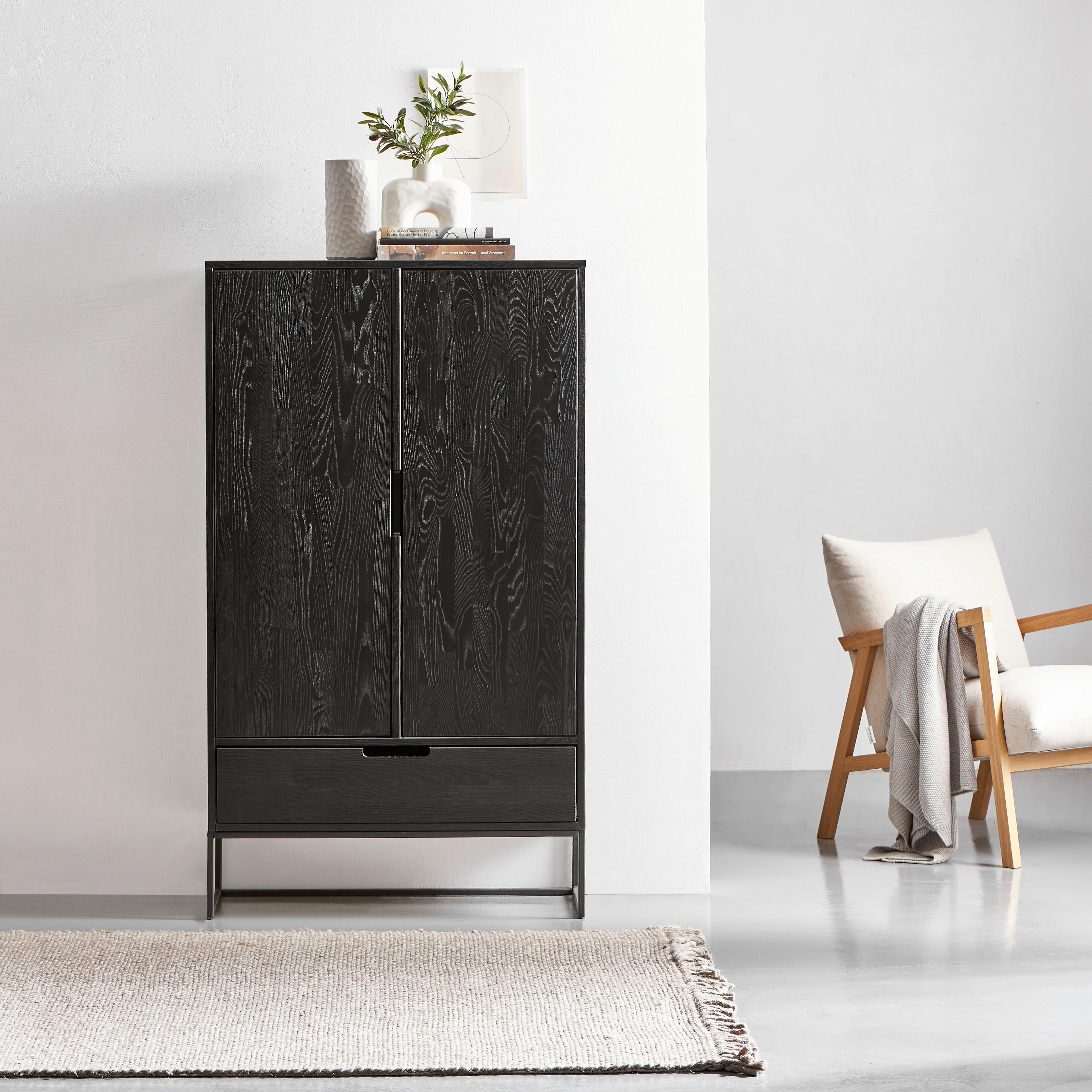 Mehrzweckschrank Silas Schwarz B: 85 Cm - Schwarz, Design, Holz (85/149/35,5cm) - Livetastic