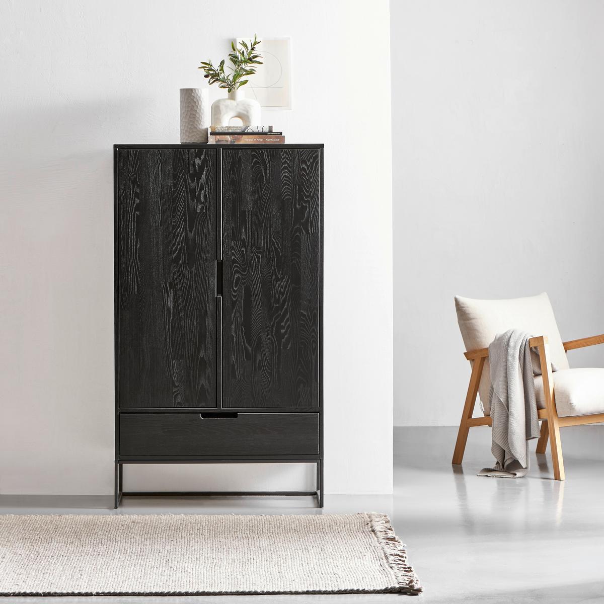 Mehrzweckschrank Silas Schwarz B: 85 Cm - Schwarz, Design, Holz (85/149/35,5cm) - Livetastic