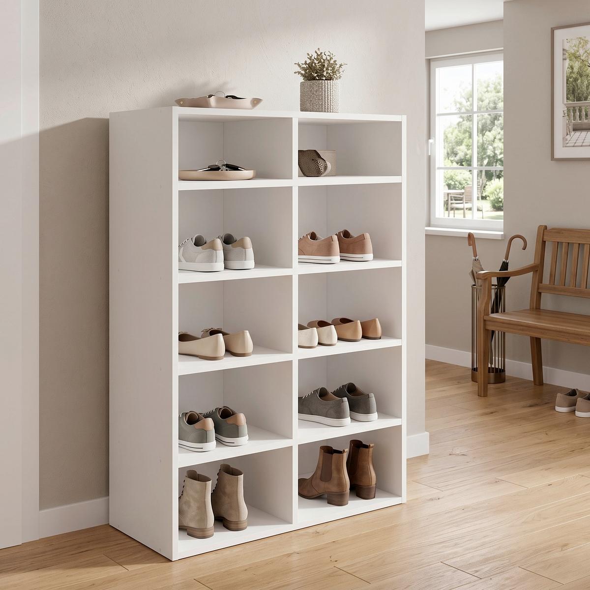 SCHUHREGAL Hinsol Weiß, 55 cm - Weiß, Design, Holzwerkstoff (55/84/30cm) - MID.YOU
