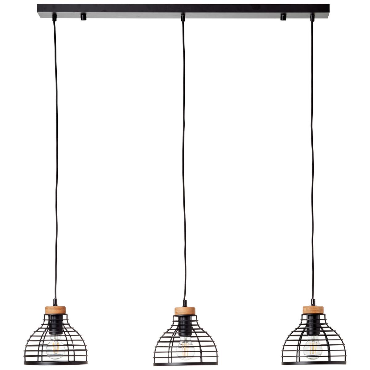 Pendelleuchte 99561/76 Avia - Schwarz, Natur, Holz/Metall (100/25/120cm) - Brilliant