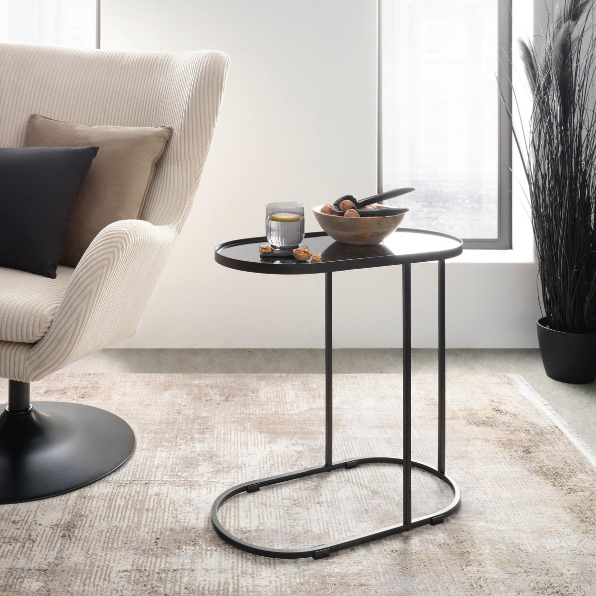 Odkládací stolek NOBILE černá - černá, Moderní, kov/sklo (55/29/55cm) - Premium Living
