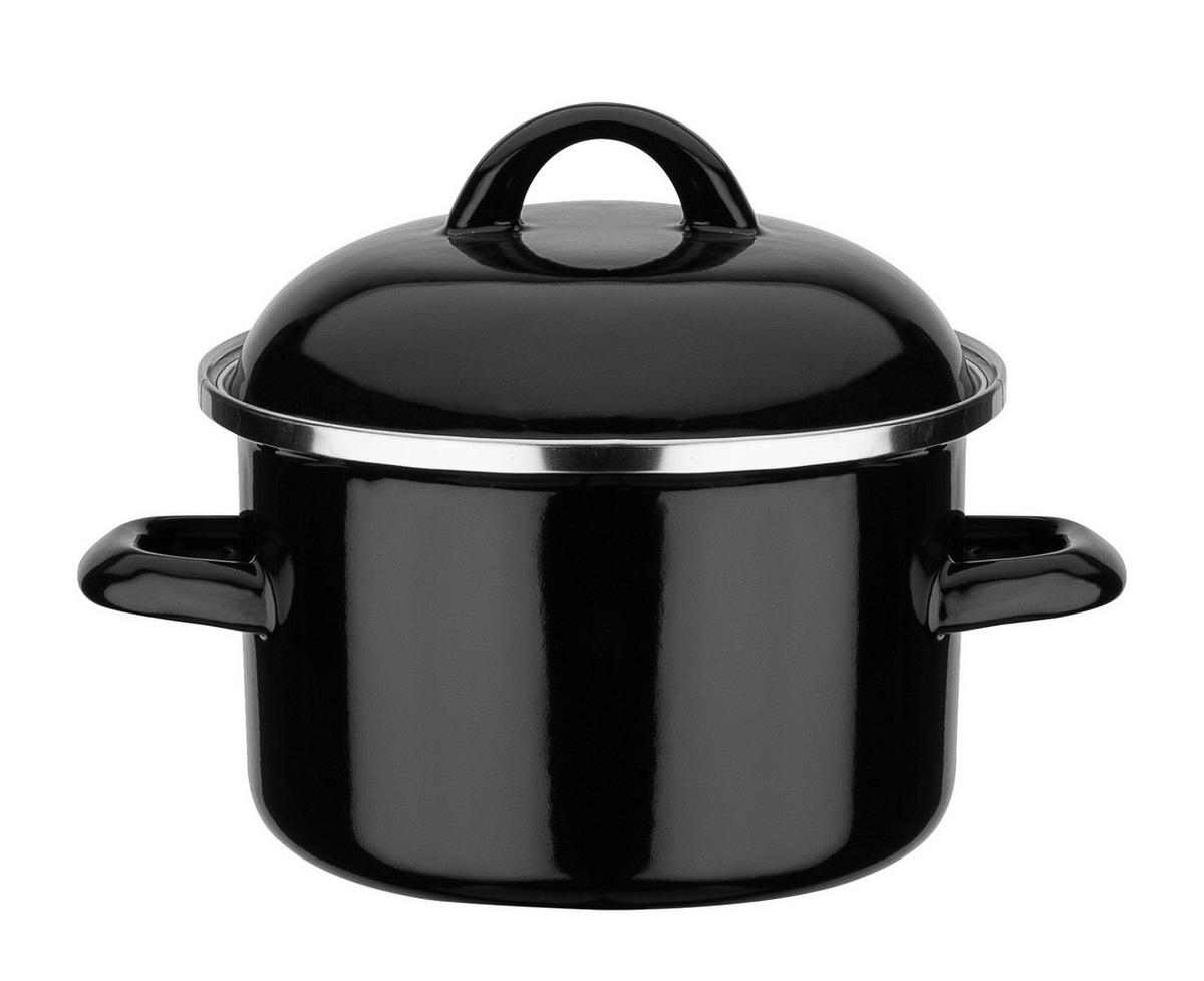 Gsw Kochtopfset Black & White Schwarz, 4-Teilig - Schwarz, Basics, Metall - GSW