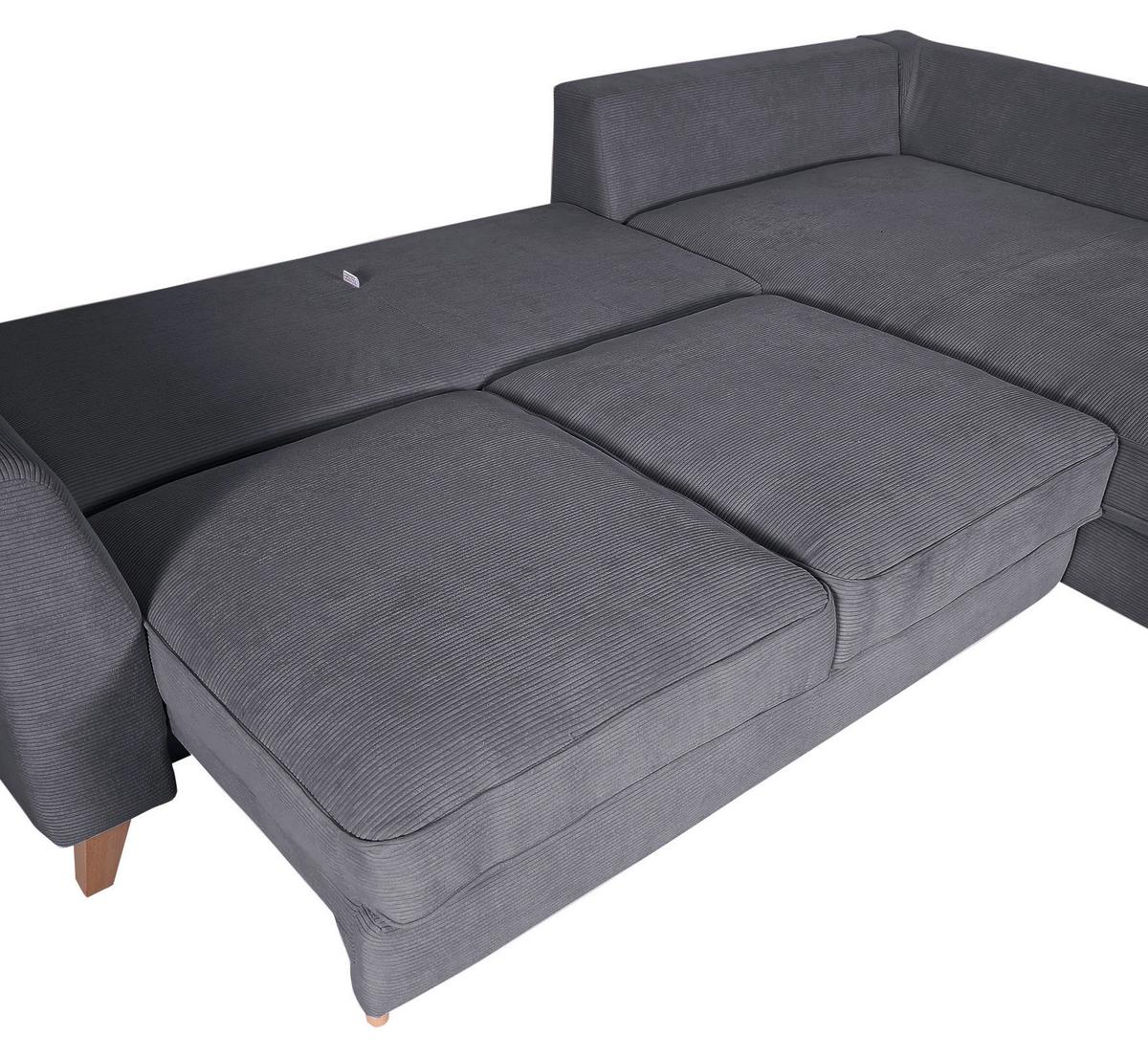 Ecksofa Rimini Dunkelgrau S: 271x165 cm - Dunkelgrau/Buchefarben, Design, Textil (271/165cm) - MID.YOU