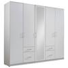 Drehtürenschrank Mit Spiegel + Laden 225cm Fly, Weiß - Weiß, Design, Glas/Holzwerkstoff (225/210/58cm) - MID.YOU