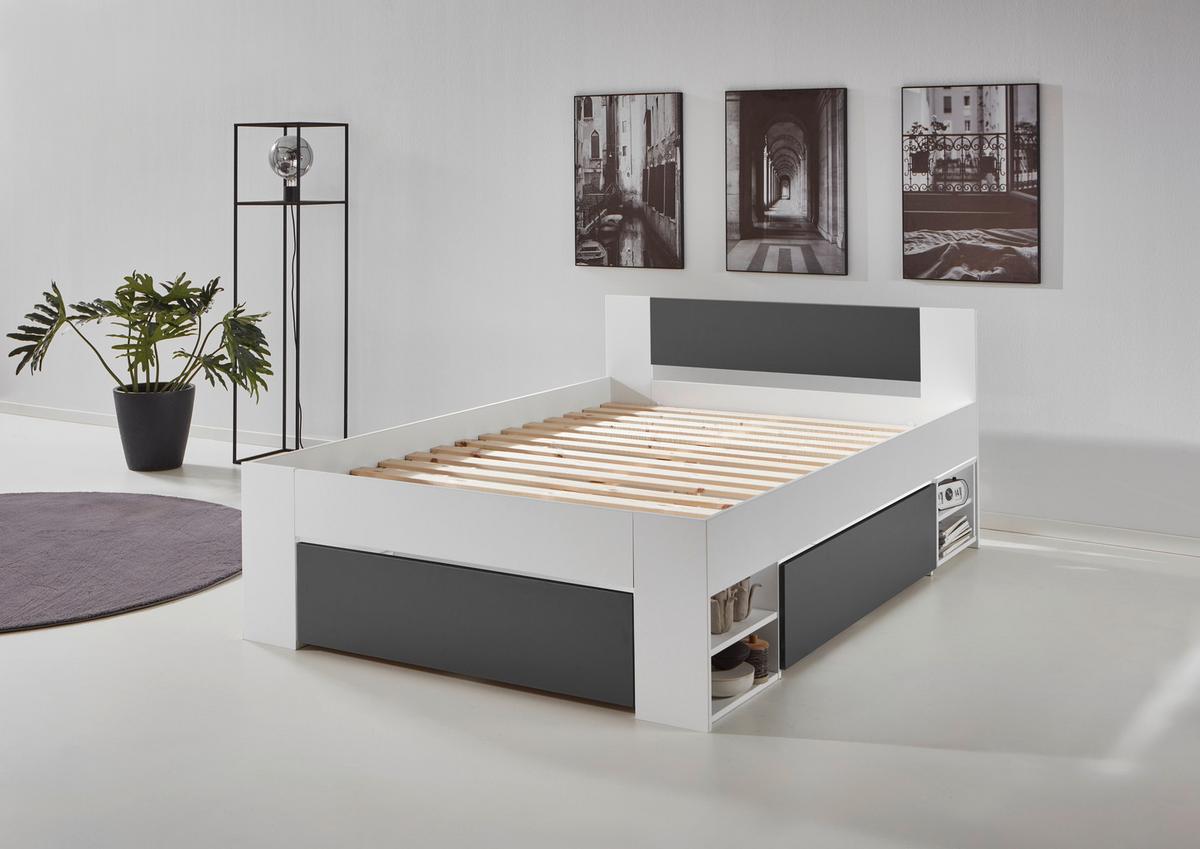 Ágykeret Azurro 120/200 Cm - antracit/fehér, Modern, faalapú anyag (120/200cm)