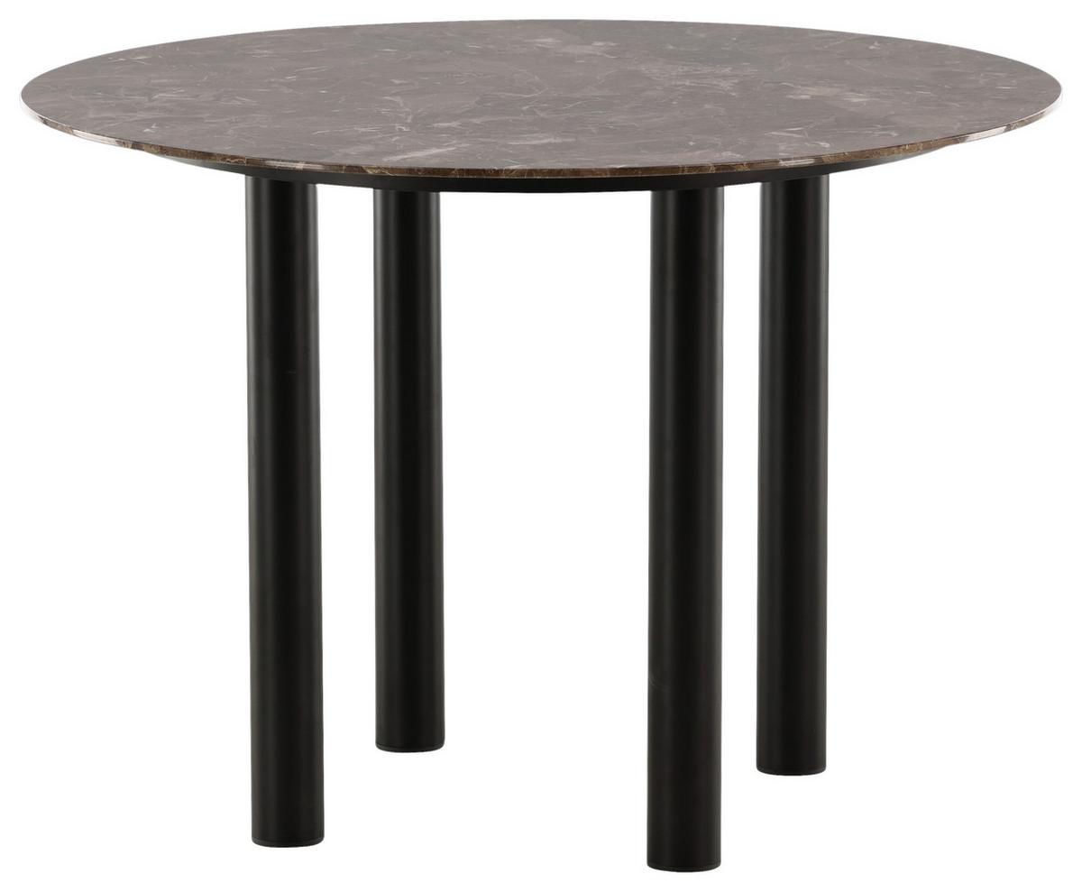 Esstisch Havsten - Dunkelbraun/Schwarz, Design, Holzwerkstoff/Metall (106/106/75cm) - Livetastic