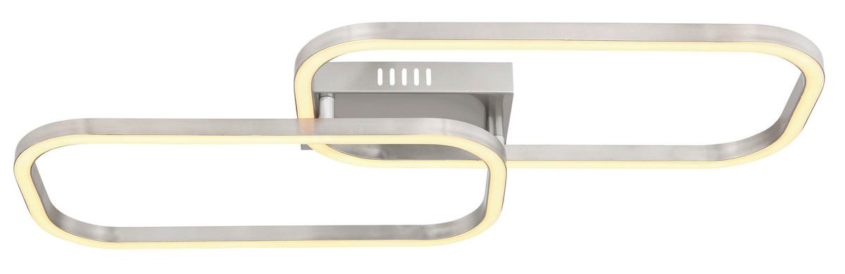 LED-Deckenleuchte L: 62,6 cm, 1-Flammig - Opal/Nickelfarben, Design, Kunststoff/Metall (62,6/30,6/6cm) - Globo