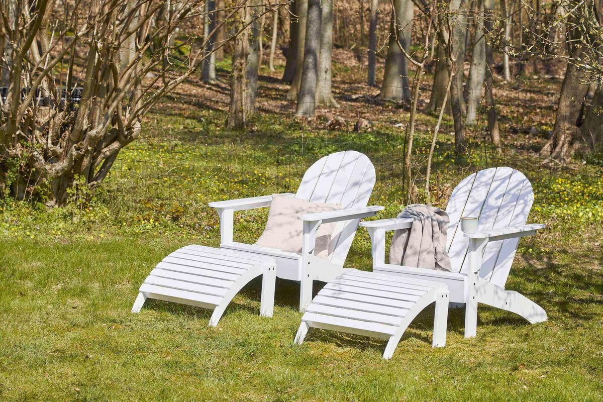 Gartenliege Adirondak, weiß 105x88x80 cm - Weiß Hochglanz, Natur, Holz (105/88/80cm) - Gardenson