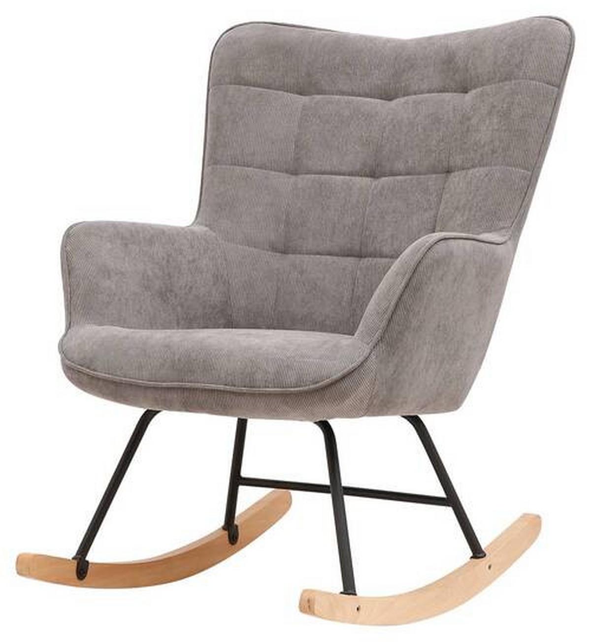 Schaukelstuhl Mit Armlehnen Richie Stoffbezug Grau - Buchefarben/Schwarz, MODERN, Holz/Textil (72/92/92cm) - MID.YOU