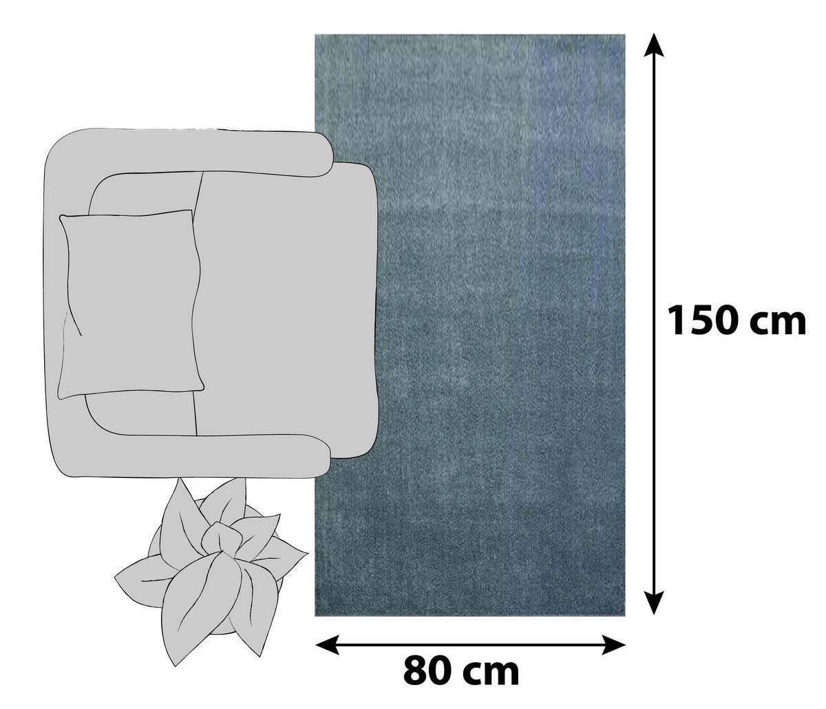 Hochflor Teppich Hellgrau Ata 80x150 cm - Hellgrau, Design, Textil (80/150cm) - Novel