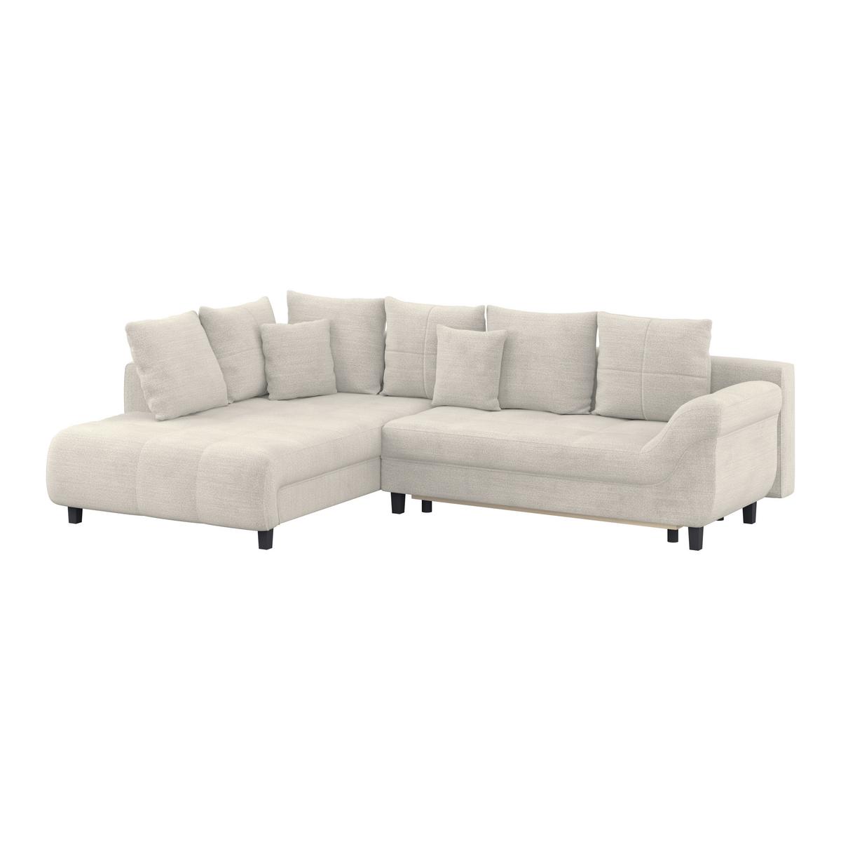 Ecksofa mit Schlaffunktion Mendoza New Chenille 197x309cm - Greige/Schwarz, KONVENTIONELL, Textil (197/309cm) - Ondega