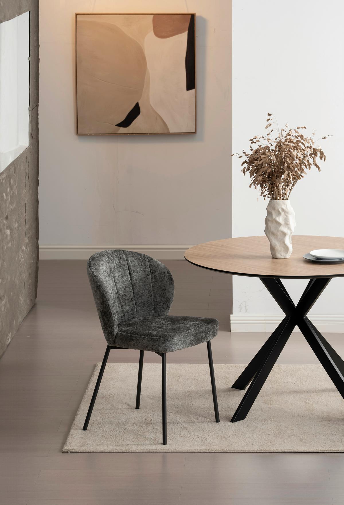 Esstisch Amar Melamin Eichefarben, B: 110 cm - Eichefarben/Schwarz, KONVENTIONELL, Holzwerkstoff/Metall (110/75cm) - P & B