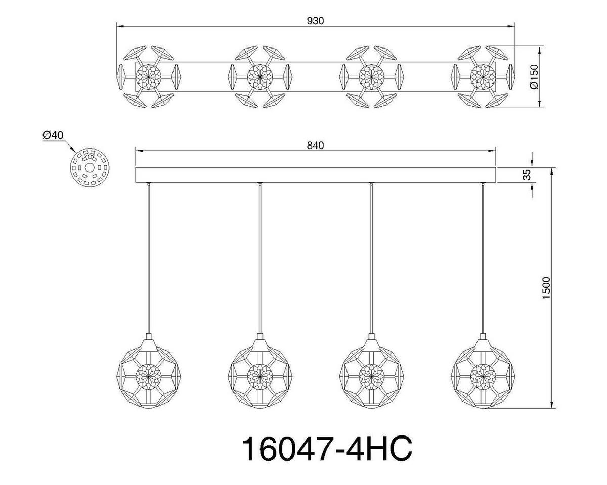 LED-Hängeleuchte Virina L:93cm Klar Schwarz Chromfarben - Klar/Chromfarben, KONVENTIONELL, Glas/Kunststoff (93/15/150cm) - Globo