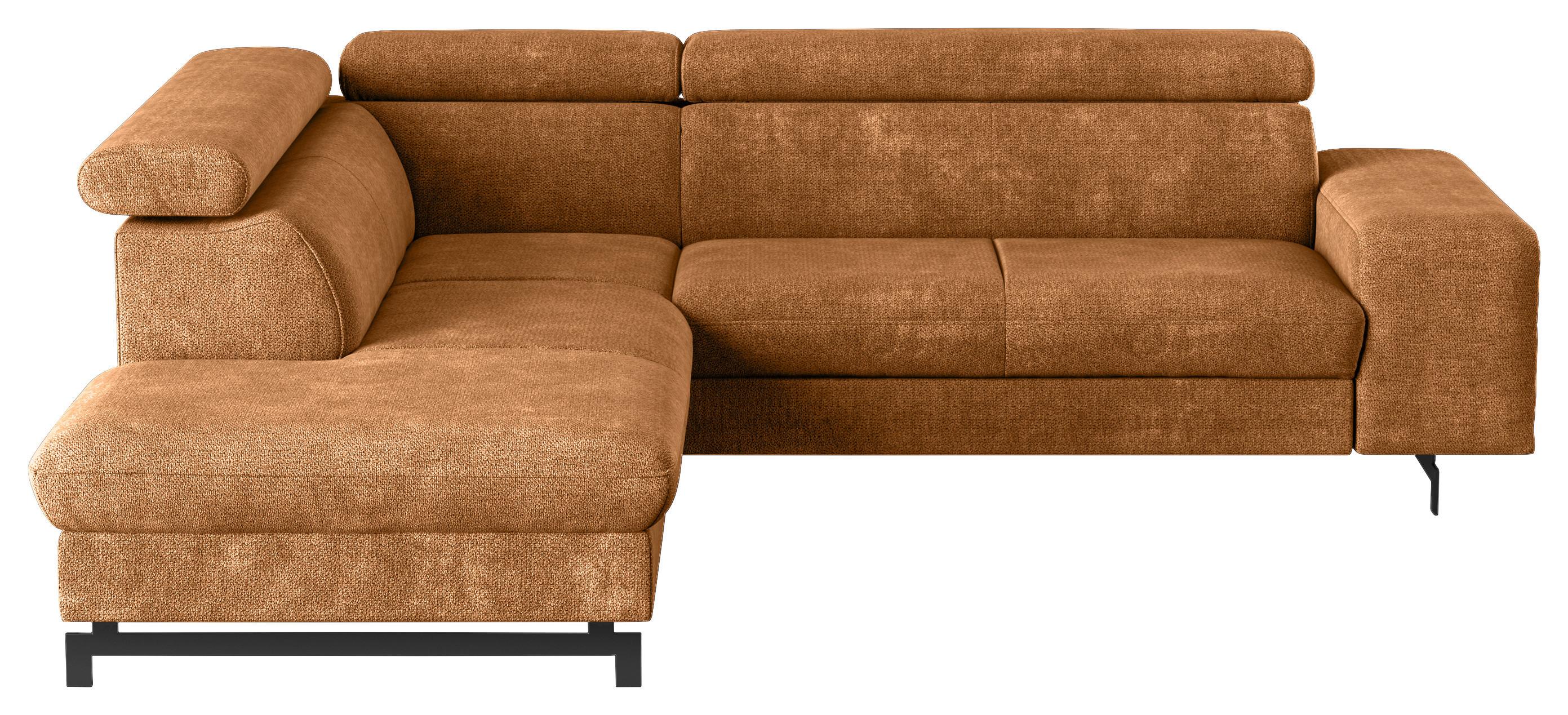 Ecksofa Mit Bettkasten Emma Cognac 215x262 Cm - Cognac/Schwarz, Textil (215/262cm) - MID.YOU