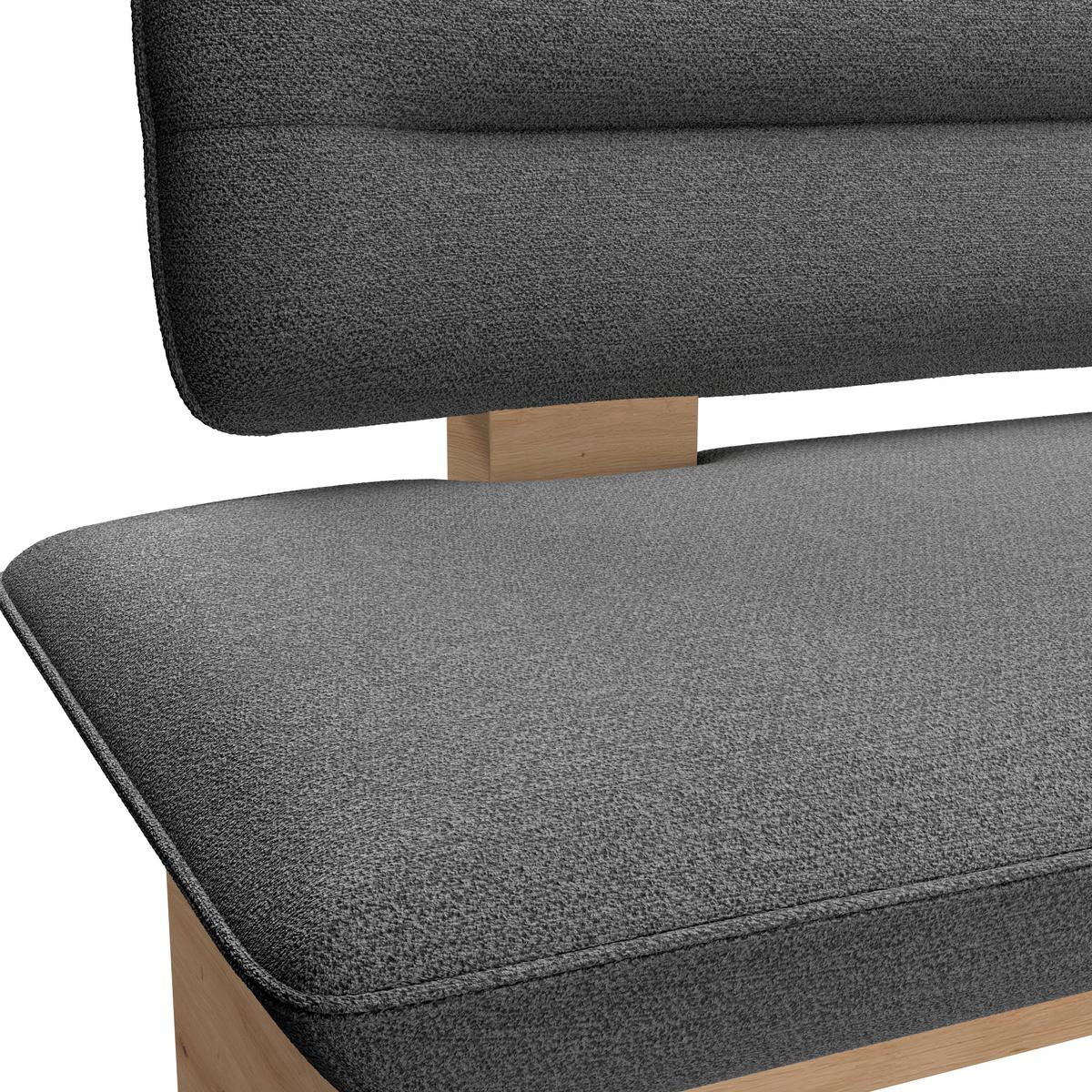 Sitzbank Beluna II Webstoff anthrazit, B: 160cm - Eichefarben/Anthrazit, KONVENTIONELL, Holzwerkstoff/Textil (160/87/67cm) - James Wood