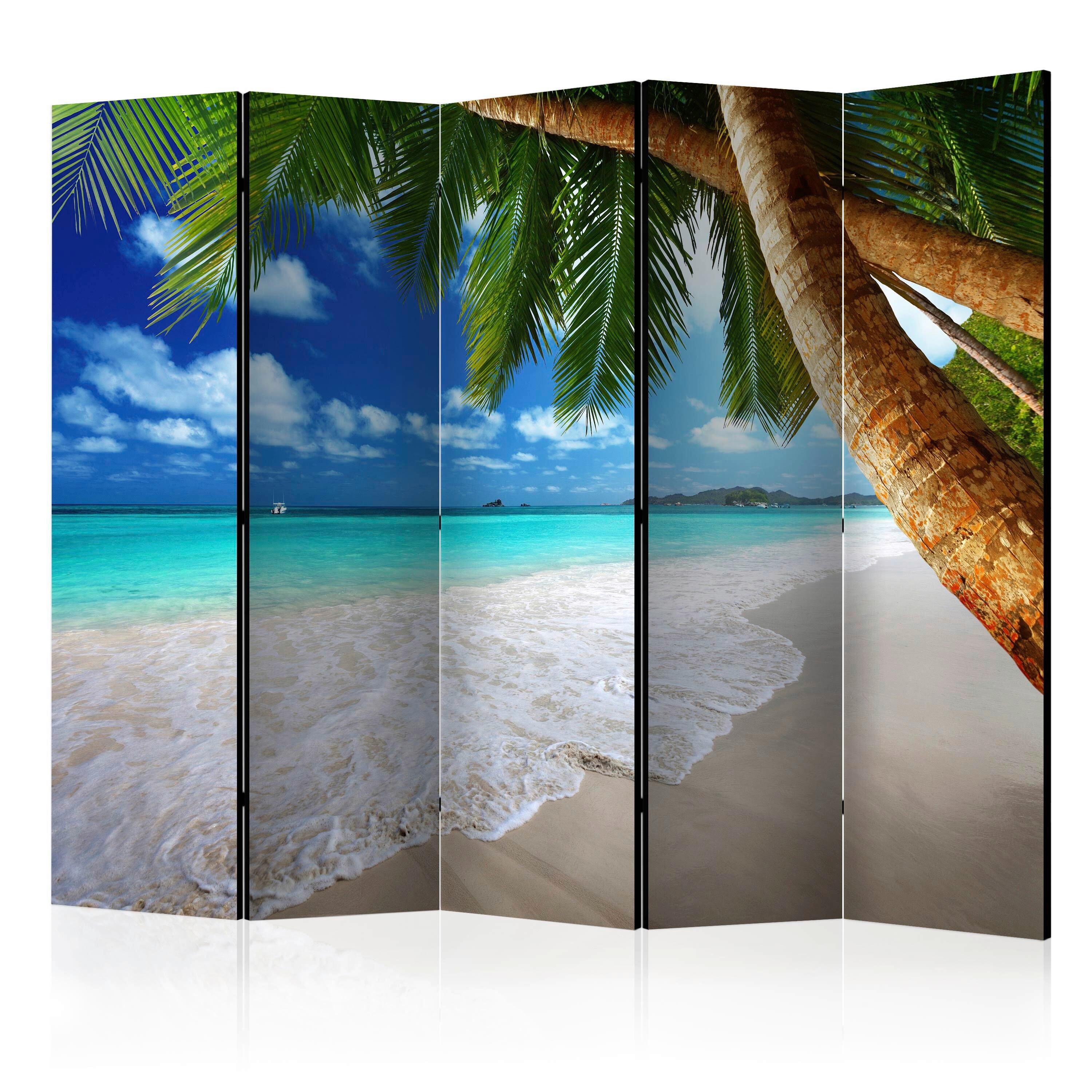 Paravent Grün Multicolor Blau B: 225 cm - Multicolor/Hellblau, Basics, Holz/Textil (225/172/3cm) - artgeist