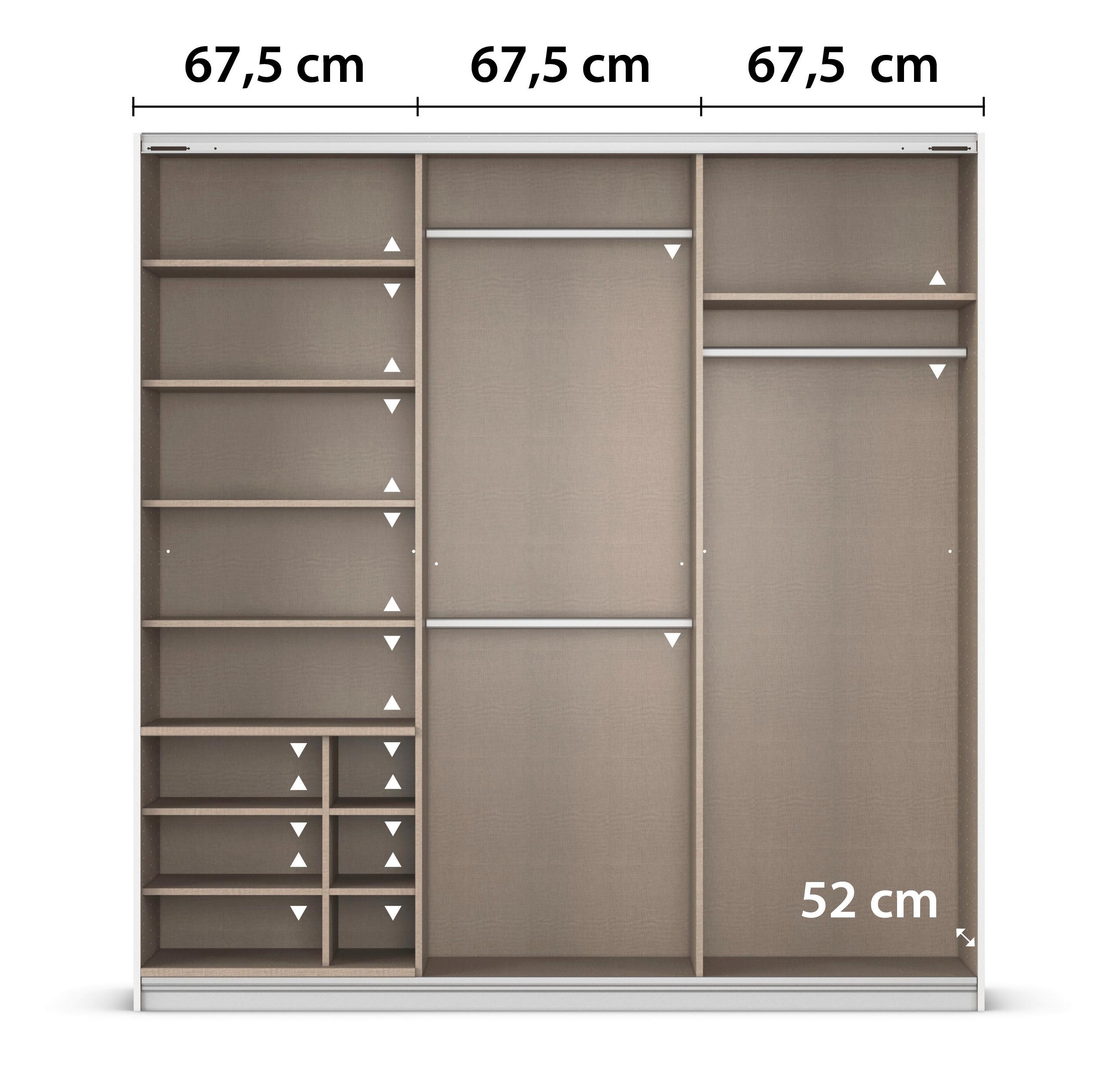 Šatní skříň Kulmbach KULMBACH - šedá/barvy hliníku, Konvenční, kov/kompozitní dřevo (203/210/62cm) - Mömax