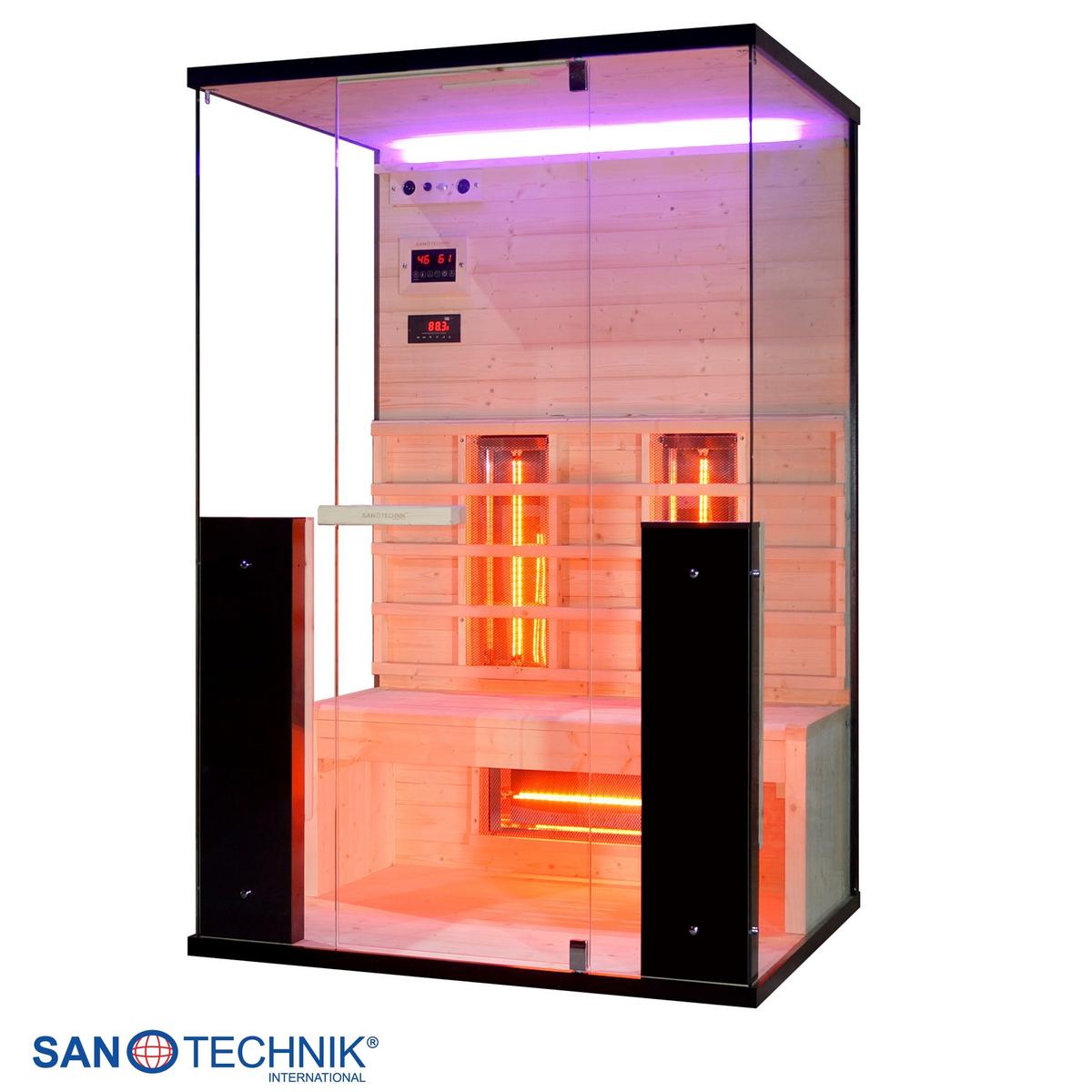Infrarotkabine, für 2 Personen 5 Vollspektrumstrahler - Schwarz, KONVENTIONELL, Holz (125/190/100cm) - Sanotechnik