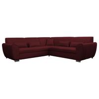 Ecksofa Delux Dunkelrot Mit Schlaffunktion Ottomane Links - Silberfarben/Dunkelrot, Design, Textil (266/266cm) - Livetastic