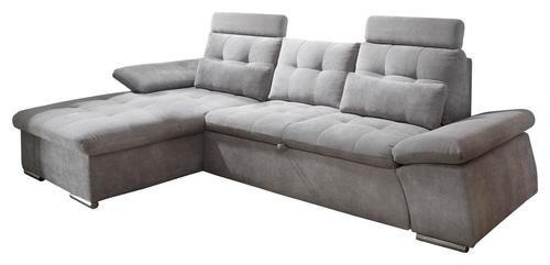 Sedacia súprava s rozkladom Nalo hnedá - bahenná hnedá/strieborná, Konventionell, kompozitné drevo/textil (170/268cm) - MID.YOU