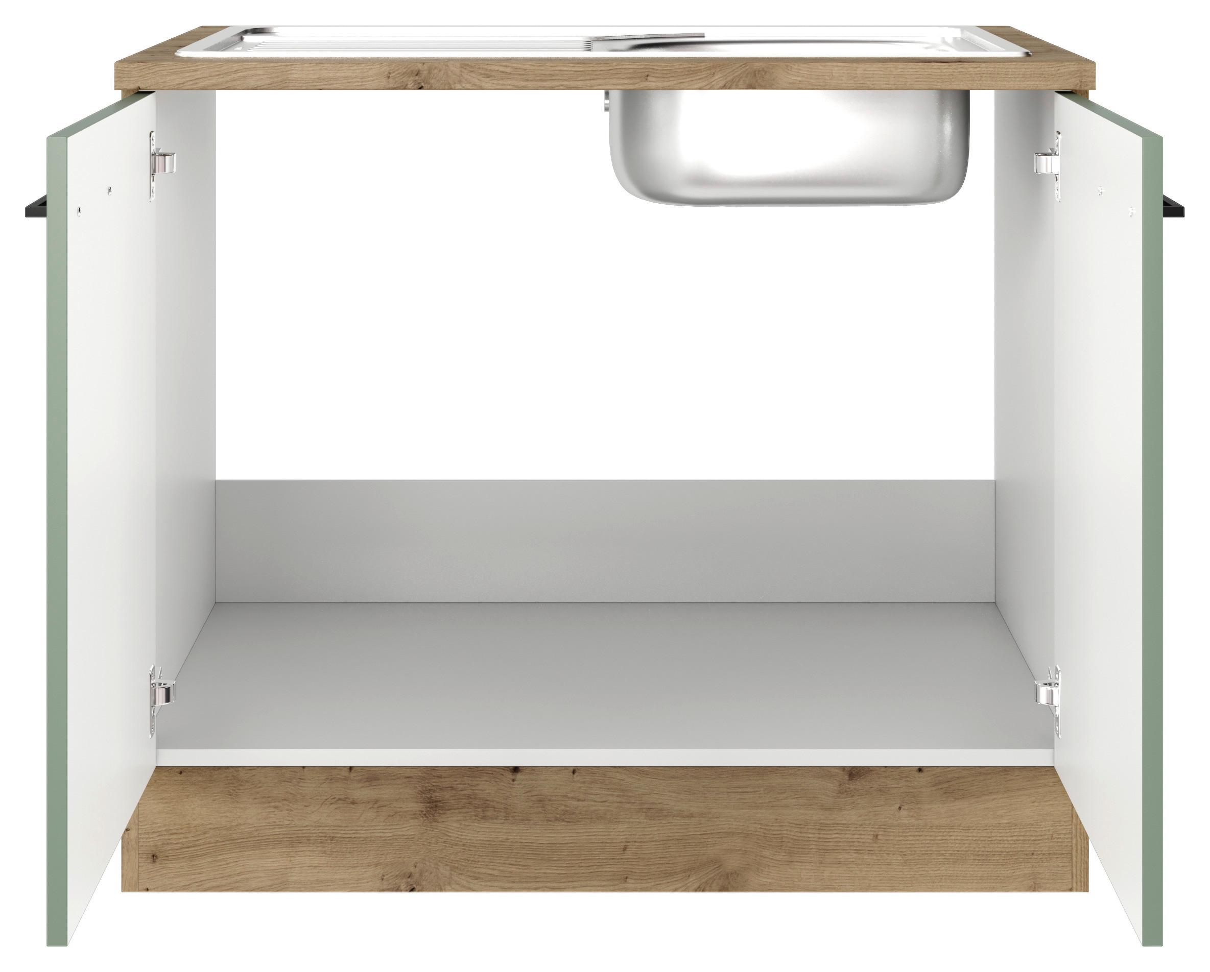 DŘEZOVÁ SKŘÍŇKA CARA DSPU 100 ES - černá/zelená, Konvenční, kov/kompozitní dřevo (100/85/57cm) - FlexWell