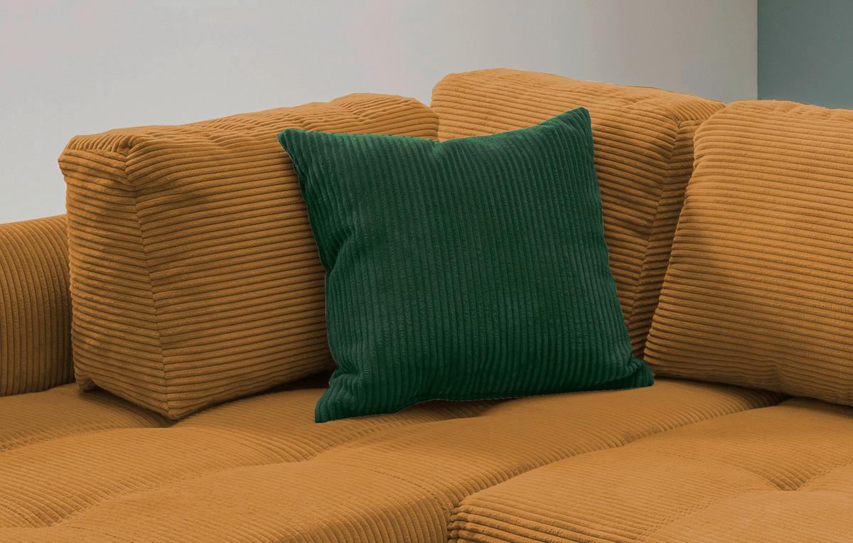 Ecksofa mit Schlaffunktion Flora Goldfarben Cord - Goldfarben/Schwarz, Design, Textil (190/250cm) - MID.YOU