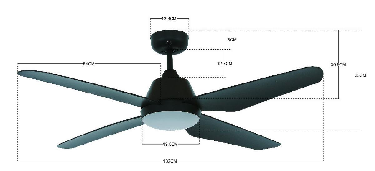 Deckenventilator LucciAir Aria Schwarz 4-Flügel,LED-Leuchte - Schwarz, Design, Kunststoff (122/33cm) - P & B