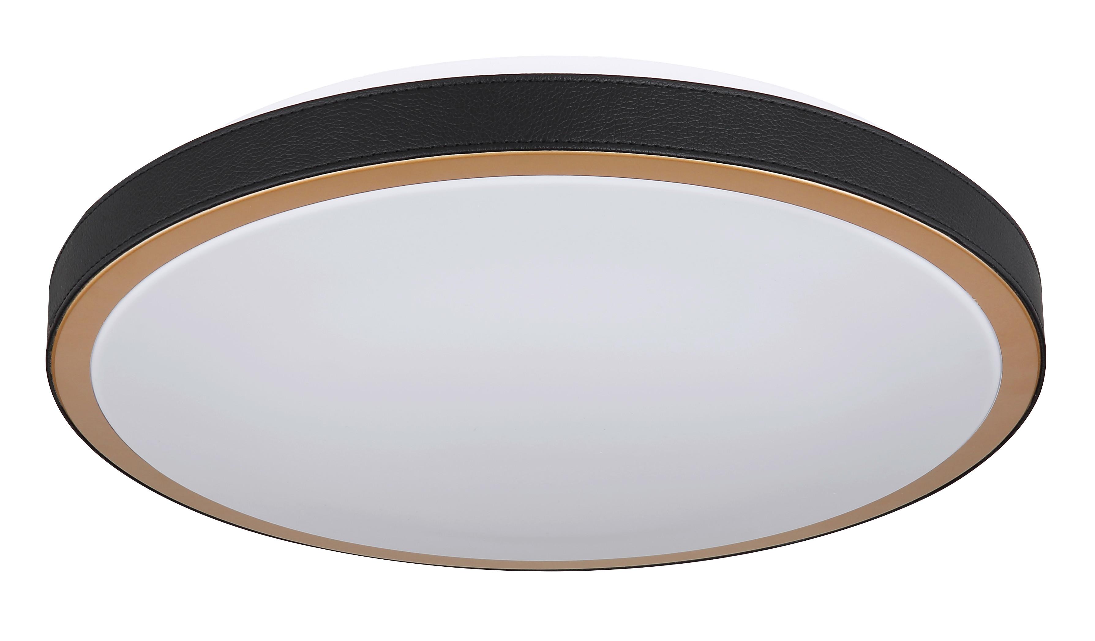 LED-Deckenleuchte 41765-24 - Opal/Schwarz, Basics, Leder/Kunststoff (42/9,5cm) - Globo