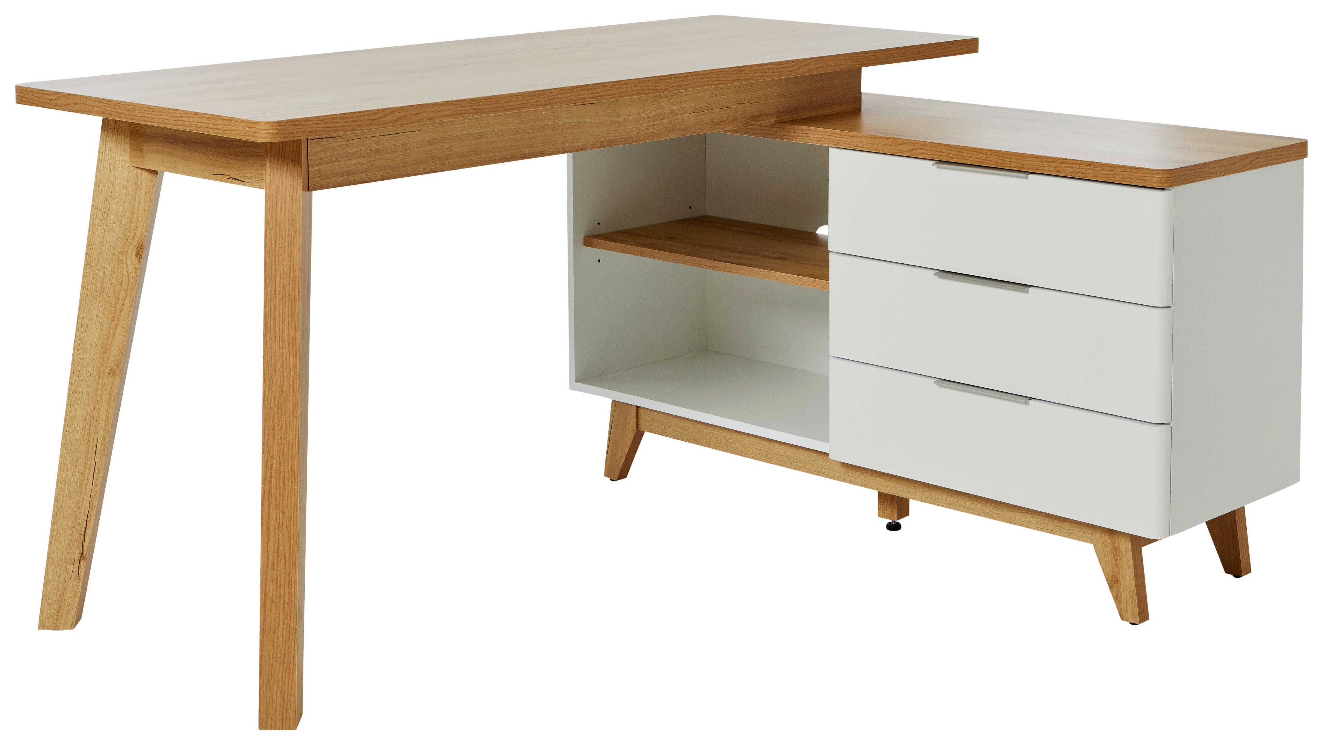 Eckschreibtisch Libre D 240 E - Eichefarben/Weiß, KONVENTIONELL, Holzwerkstoff (140/118/76cm) - Livetastic
