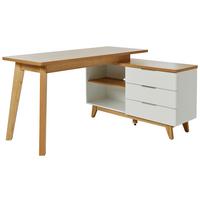 Eckschreibtisch Libre D 240 E - Eichefarben/Weiß, KONVENTIONELL, Holzwerkstoff (140/118/76cm) - Livetastic