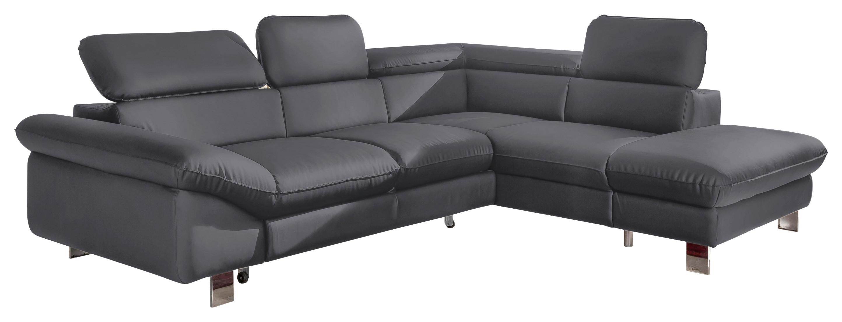 Ecksofa mit Schlaffunktion Driver Fango Lederlook - Chromfarben/Fango, MODERN, Textil (266/214cm) - MID.YOU